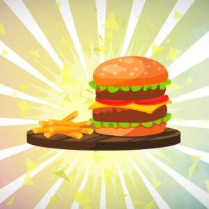 Burger and fries on a tray